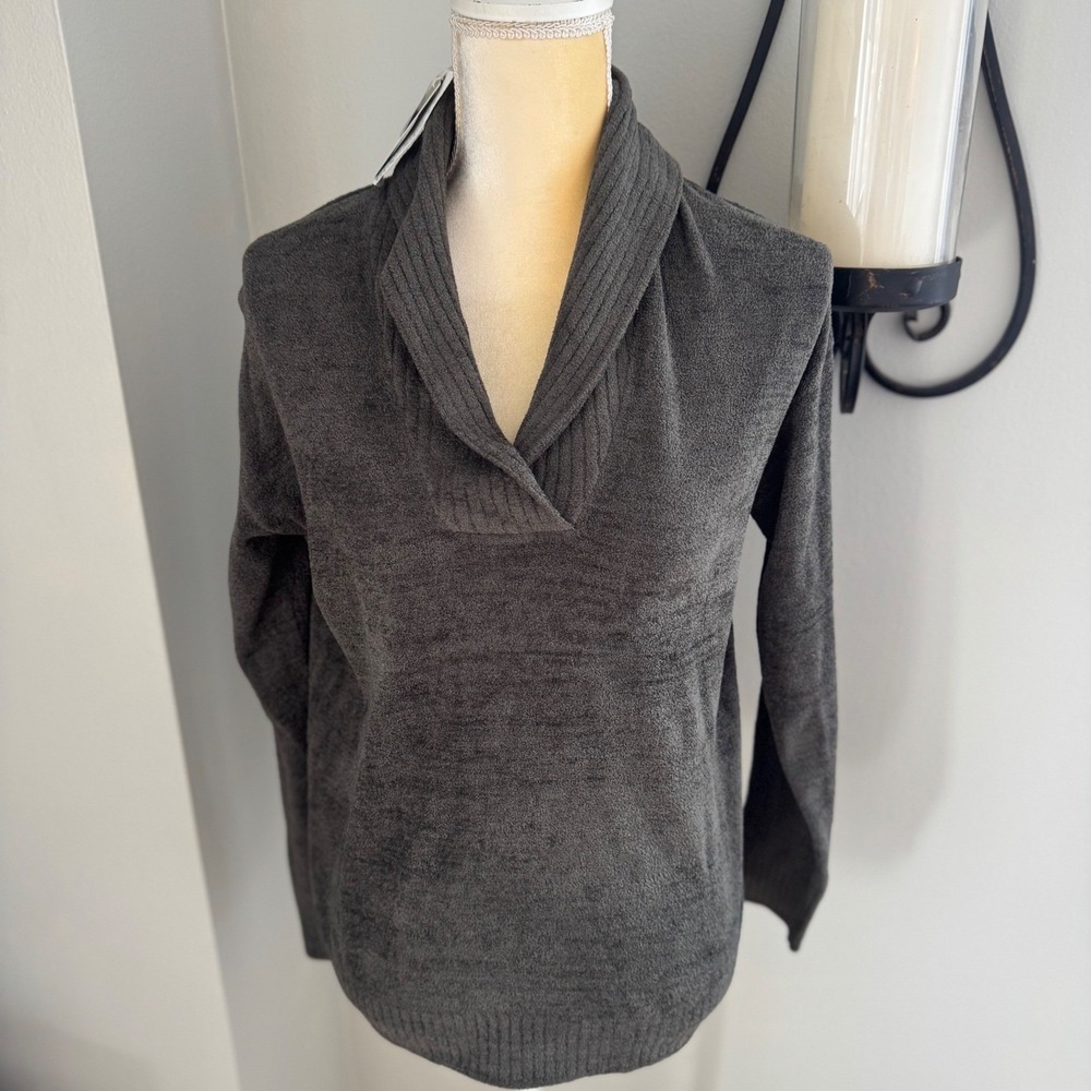 Barefoot Dreams ‎ CozyChic Ultra Lite® Ribbed Pullover Sweater, Gray, Small NWT